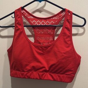 ZYIA ACTIVE Bomber Red Racerback Sports Bra with Geometric Mesh